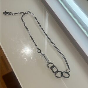 🎈 Unique Dark Metal Chain Necklace with Crystal Accents